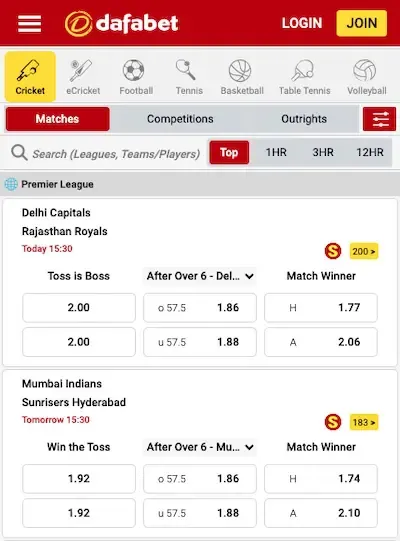 Live IPL Match Scoreboard and Over-by-Over Odds Fluctuations