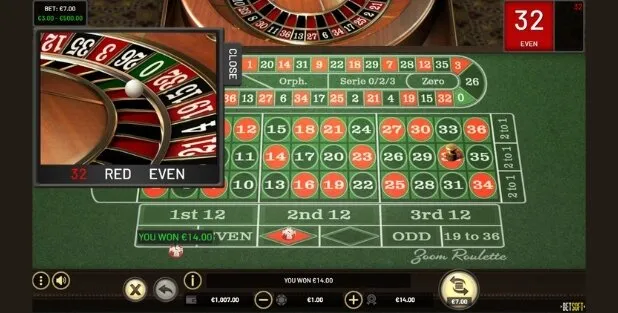 European Roulette Inside and Outside Betting Layout on Live Stream